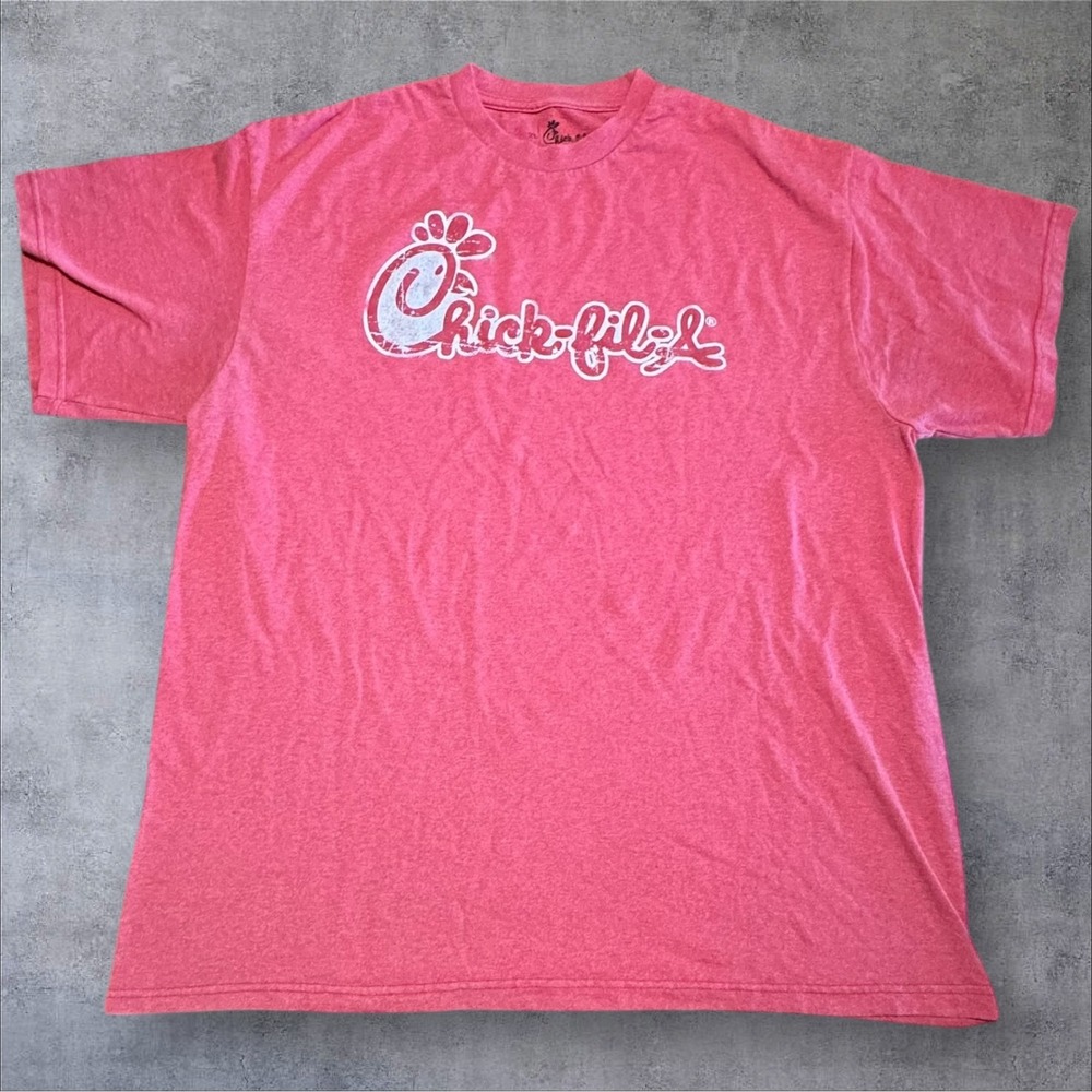 Chick-fil-A Logo T-Shirt Men's XL Heathered Red Short Sleeve Cotton Tee‎